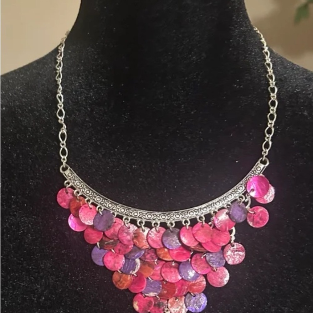 Elegant Pink and Purple Statement Necklace